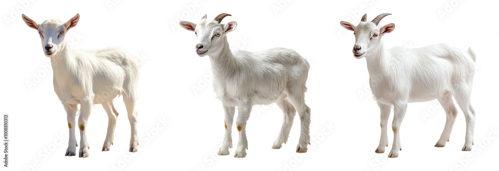 Fototapeta premium Cute White Goats on Transparent Background