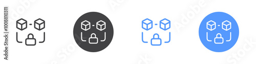 Block chain icon Thin outline art symbol