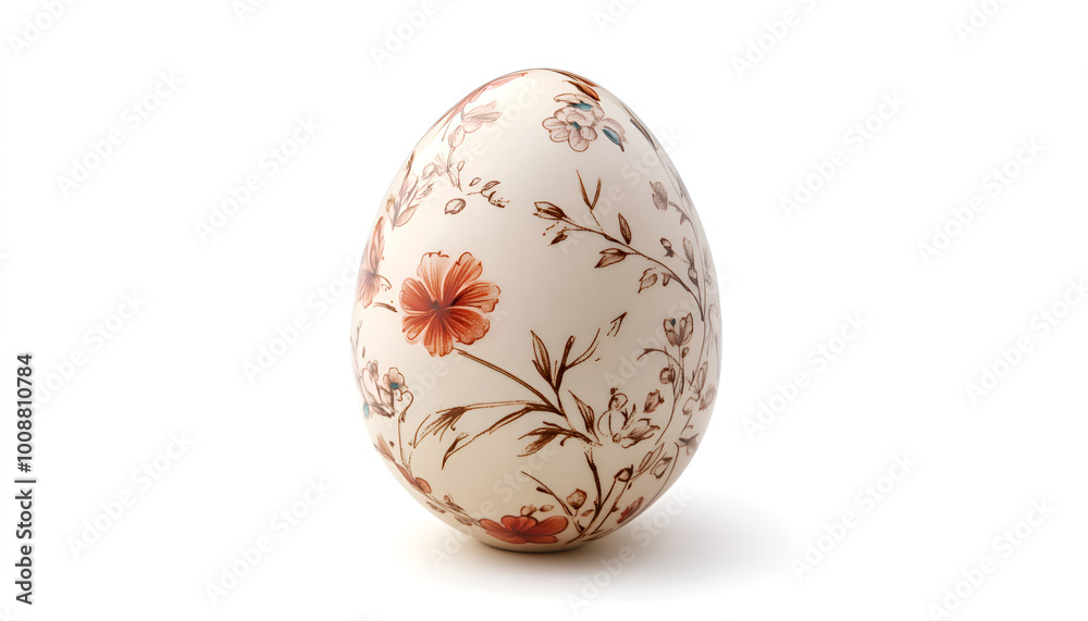 A beautifully decorated egg featuring an intricate floral design, showcasing vibrant colors and delicate patterns.