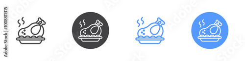 Chicken icon Thin outline art symbol
