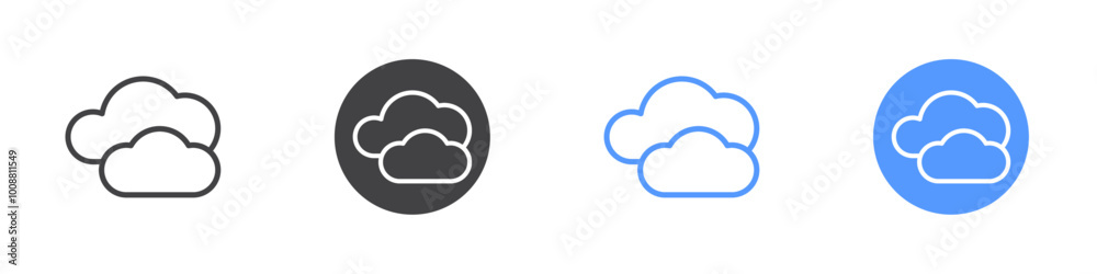 Cloudy wheather icon Thin outline art symbol Cloudy wheather icon Thin outline art symbol