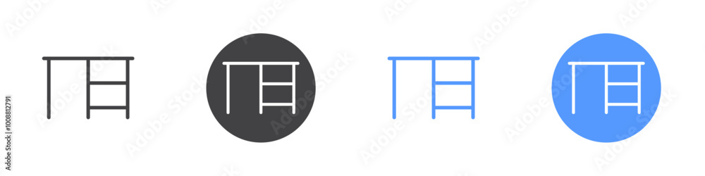 Desk icon Thin outline art symbol Desk icon Thin outline art symbol