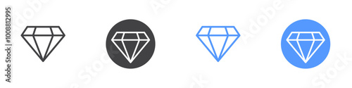 Diamond icon Thin outline art symbol