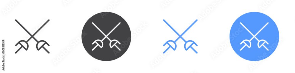 Fencing swords icon Thin outline art symbol Fencing swords icon Thin outline art symbol