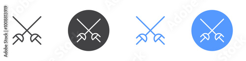 Fencing swords icon Thin outline art symbol