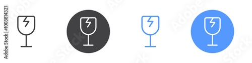 Fragile glass icon Thin outline art symbol