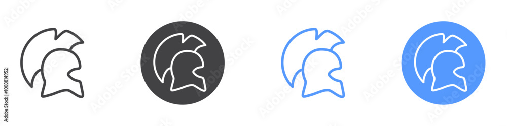 Greek helmet icon Thin outline art symbol Greek helmet icon Thin outline art symbol