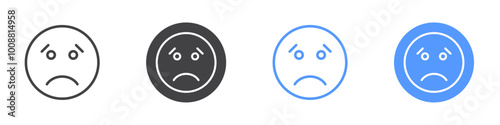 Guilty emoji icon Thin outline art symbol