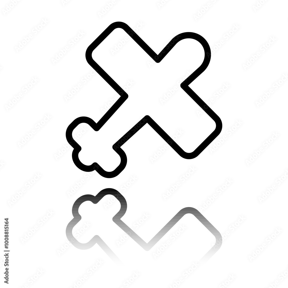 Aircraft simple icon, vector. Flat design. Black icon with mirror reflection. White background Aircraft simple icon, vector. Flat design. Black icon with mirror reflection. White background