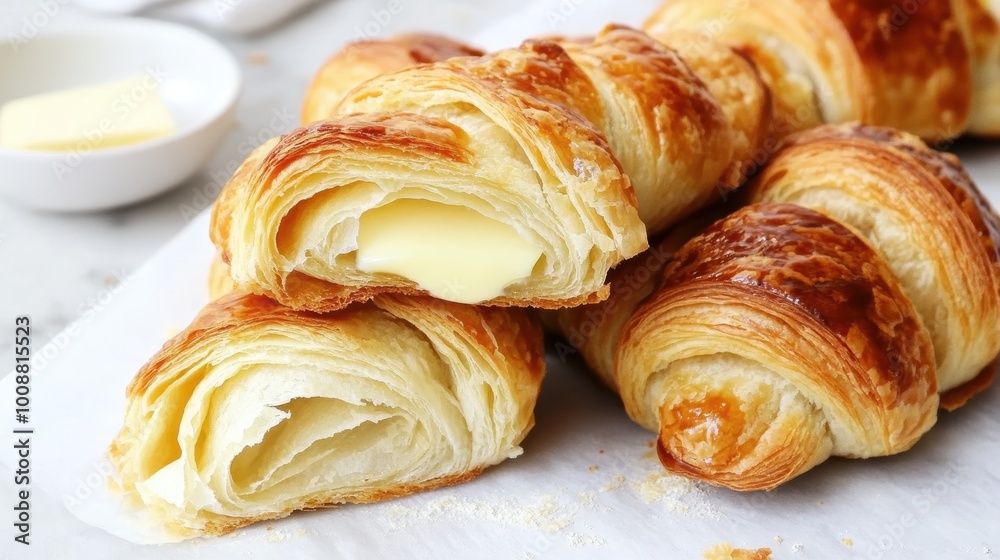 Flaky French Croissants with Layers of Butter Flaky French Croissants with Layers of Butter