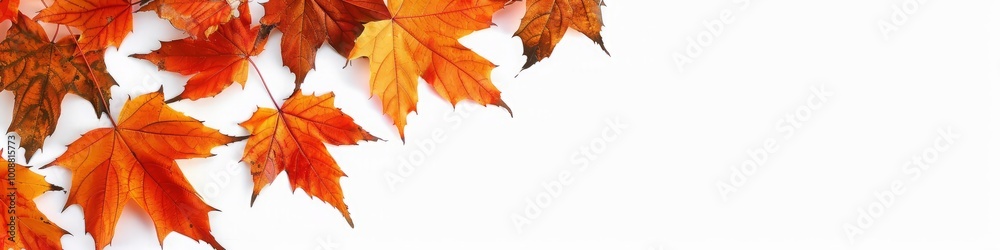 autumn leaves on white background.