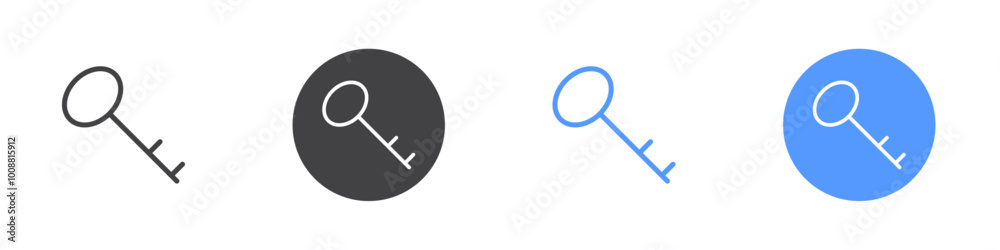 Key icon Thin outline art symbol Key icon Thin outline art symbol