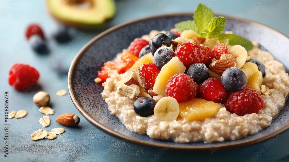 Healthy Breakfast Oatmeal with Fruits and Nuts for a Nutritious Start Healthy Breakfast Oatmeal with Fruits and Nuts for a Nutritious Start