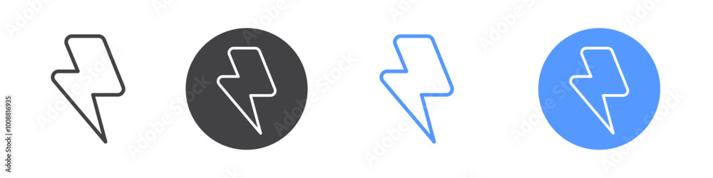 Lightening icon Thin outline art symbol Lightening icon Thin outline art symbol