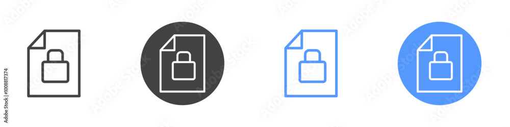Locked file icon Thin outline art symbol Locked file icon Thin outline art symbol