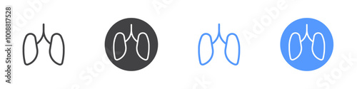 Lungs icon Thin outline art symbol