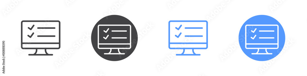 Online test icon Thin outline art symbol Online test icon Thin outline art symbol