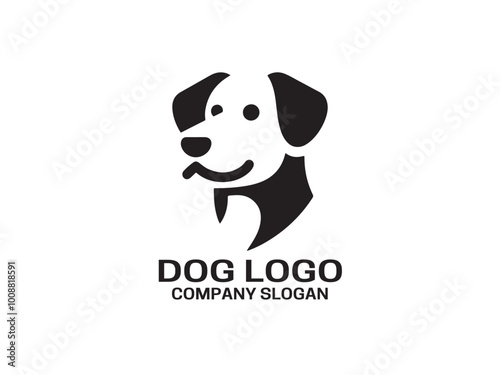 Dog Logo design template. Dog head icon. Vector illustration. Silhouette simple. Flat style. Cartoon dog face logo. Animal logotype concept. 