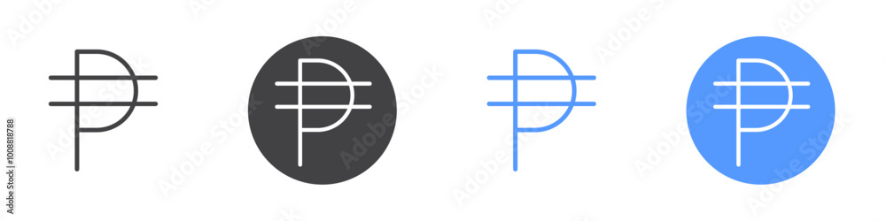 Phillippine peso icon Thin outline art symbol Phillippine peso icon Thin outline art symbol