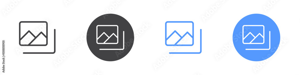 Pictures icon Thin outline art symbol Pictures icon Thin outline art symbol