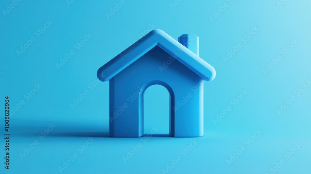 3D minimal modern home icon A 3D blue house symbol for homepage or home button emblem ideal for web design and mobile interfaces Isolated vector element
