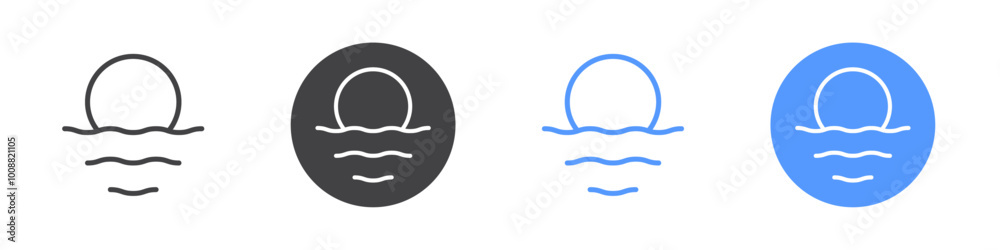 Sunset icon Thin outline art symbol Sunset icon Thin outline art symbol