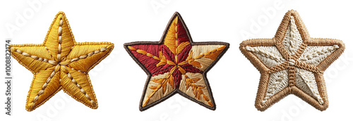 Colorful Embroidered Star Designs for Crafts and Apparel