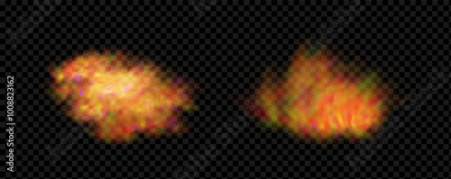 An explosion of colorful smoke clouds.Multicolor fog with blue and yellow particles.Explosions of color powder.