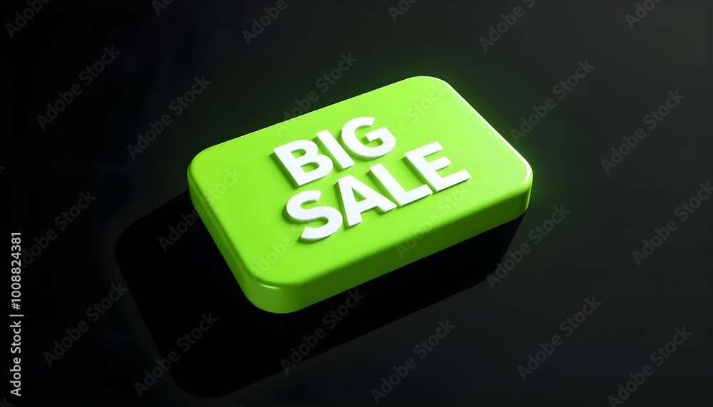 A 3D Neon Green Big Sale Button A 3D Neon Green Big Sale Button