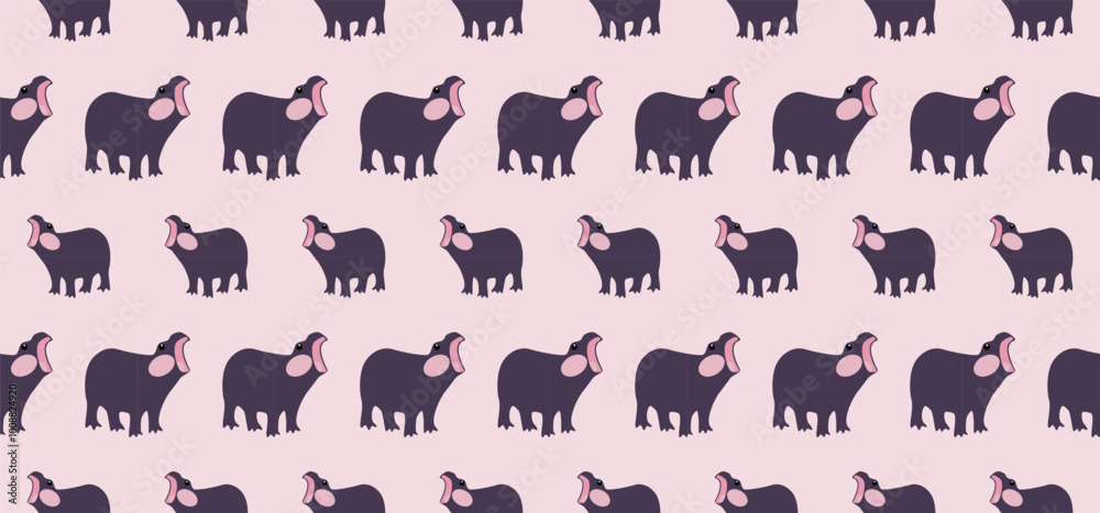 Fototapeta premium silhouettes of animals cute hippo kid