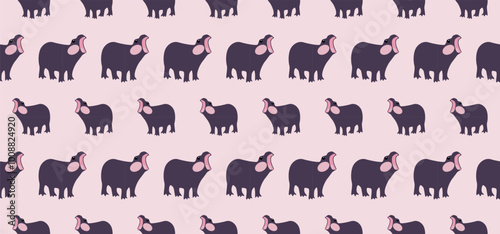 silhouettes of animals cute hippo kid