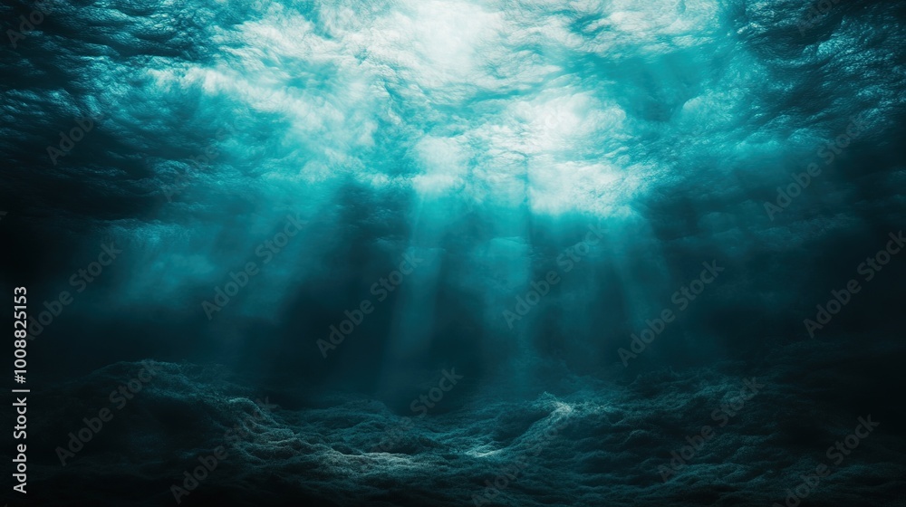 custom made wallpaper toronto digitalMysterious Underwater Fantasy World with Intricate Details and Cinematic Lighting. Dark Teal Grunge Textures and High-Resolution Visuals.