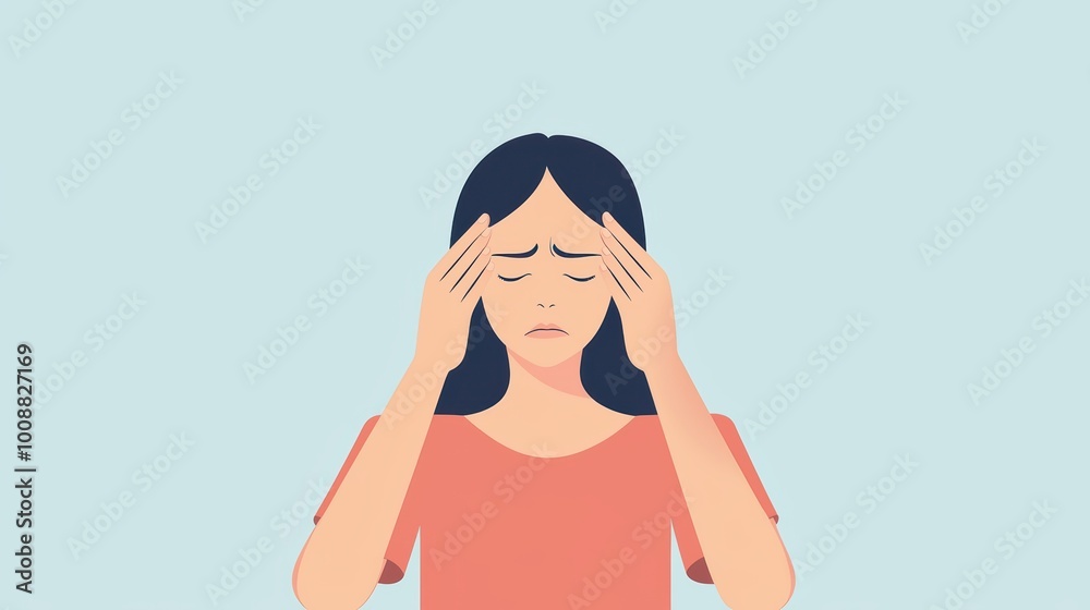 Woman with headache, stress and fatigue Woman with headache, stress and fatigue