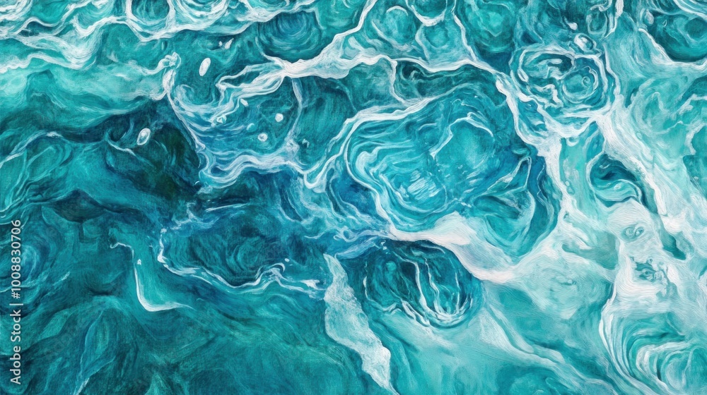 Abstract Ocean Waves in Blue and White Hues Abstract Ocean Waves in Blue and White Hues