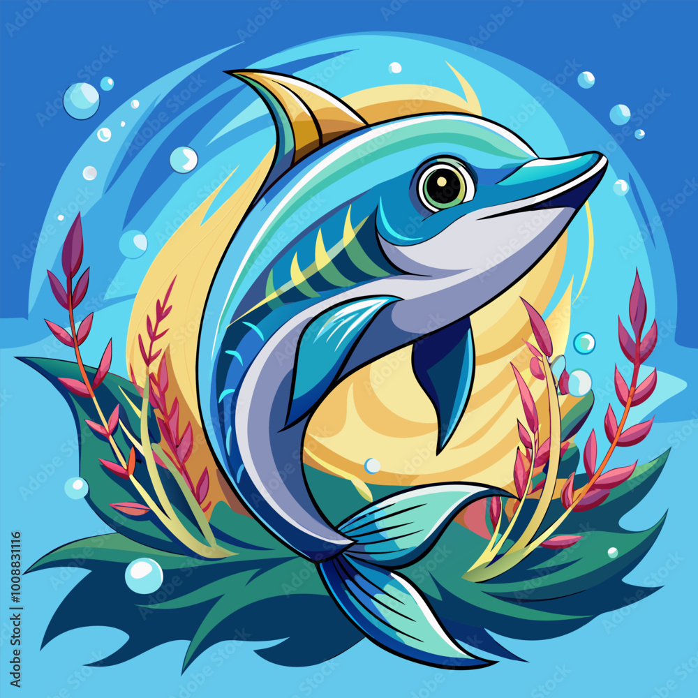 Fototapeta premium illustration of a fish in the water