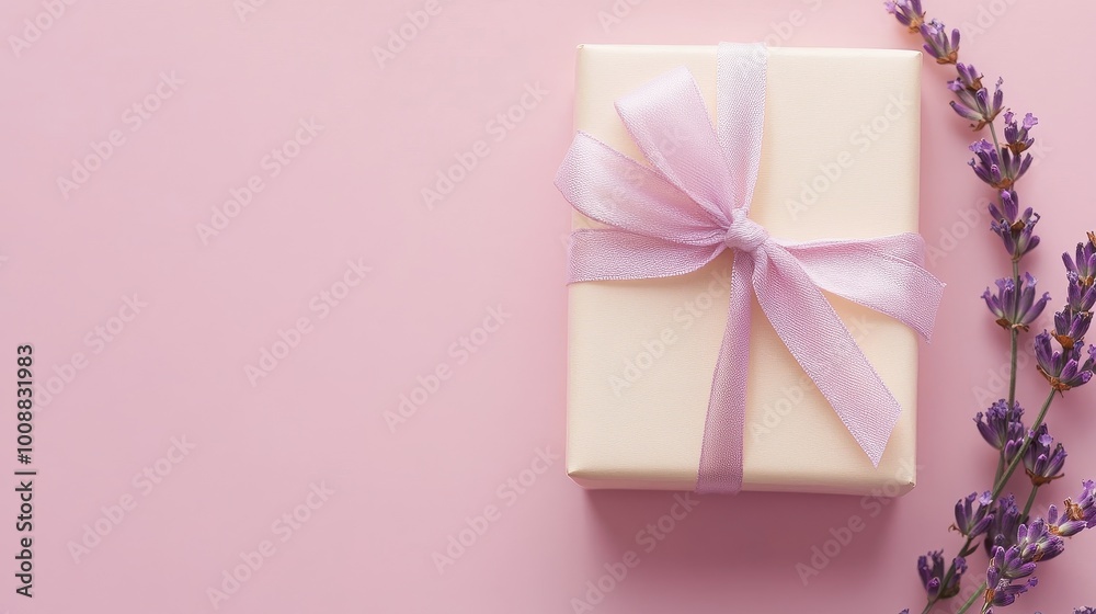 Soothing Lavender Gift Box on Blush Pink Background Soothing Lavender Gift Box on Blush Pink Background