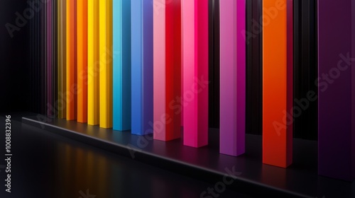 Vibrant Colorful Columns Against Dark Background