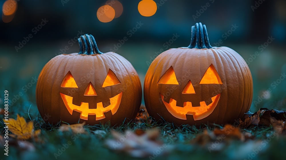 Playful Halloween party flyer template with cheerful pumpkins, bold festive elements, and glowing jack-o-lanterns Playful Halloween party flyer template with cheerful pumpkins, bold festive elements, and glowing jack-o-lanterns