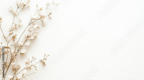 Elegant Dried Leaves on Minimalist Background