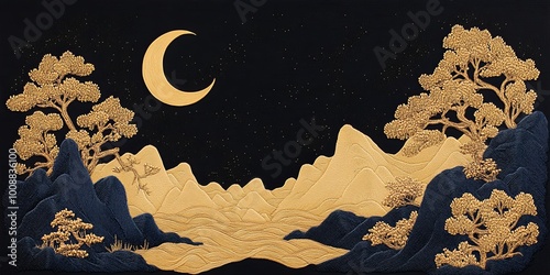 A serene night scene featur...