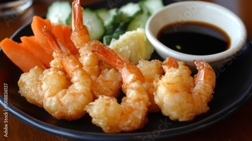 Crispy Shrimp with Vegetables and Dipping Sauce