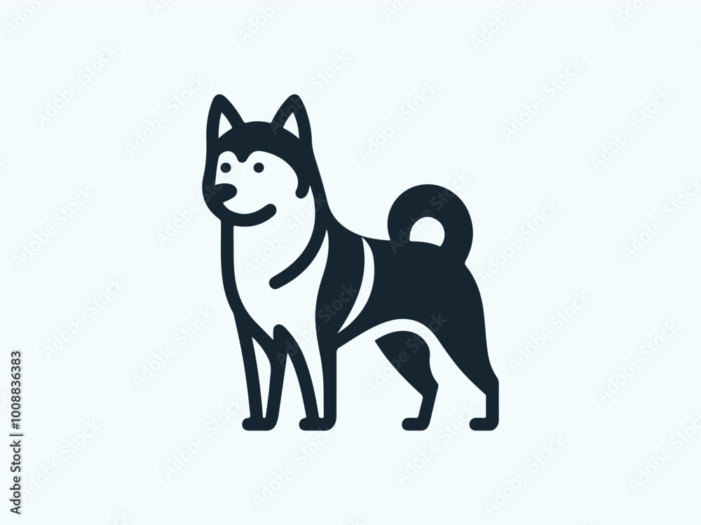 Obraz premium black and white dog logo
