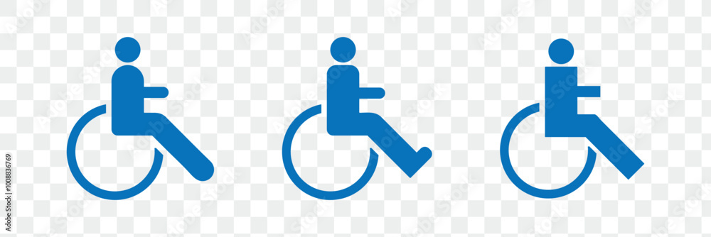 Disabled icon. Person in wheelchair silhouette icon design. Disabled icon. Person in wheelchair silhouette icon design.