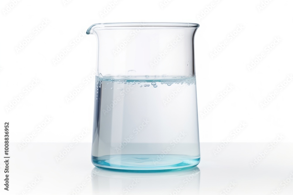 Laboratory beaker in water white laboratory bottle white background. Laboratory beaker in water white laboratory bottle white background.