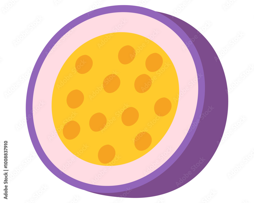 Fruit half passion fruit in cartoon hand drawn simple style. Editable variable color Fruit half passion fruit in cartoon hand drawn simple style. Editable variable color