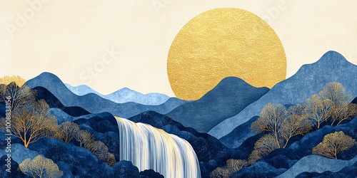 A serene landscape featurin...