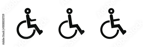 Handicap sign icon in thin line style vector illustration graphic design. Disabled icon.