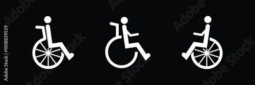 Disabled icon. Person in wheelchair silhouette icon design. 