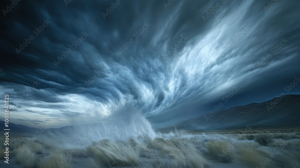 Whirlwind in a Desert Landscape with Dramatic Clouds Whirlwind in a Desert Landscape with Dramatic Clouds