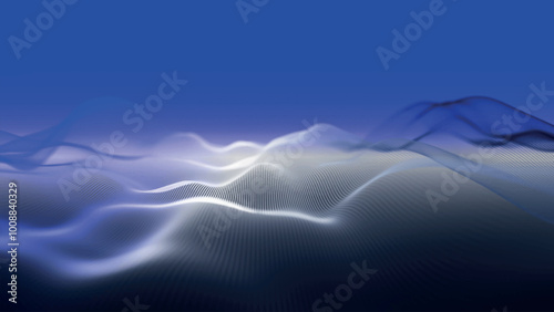 Futuristic dot wave. Abstract digital particle wave. Technological background. Colorful music wave. Light background. Digital background with smooth wavy curves. Vector illustration.